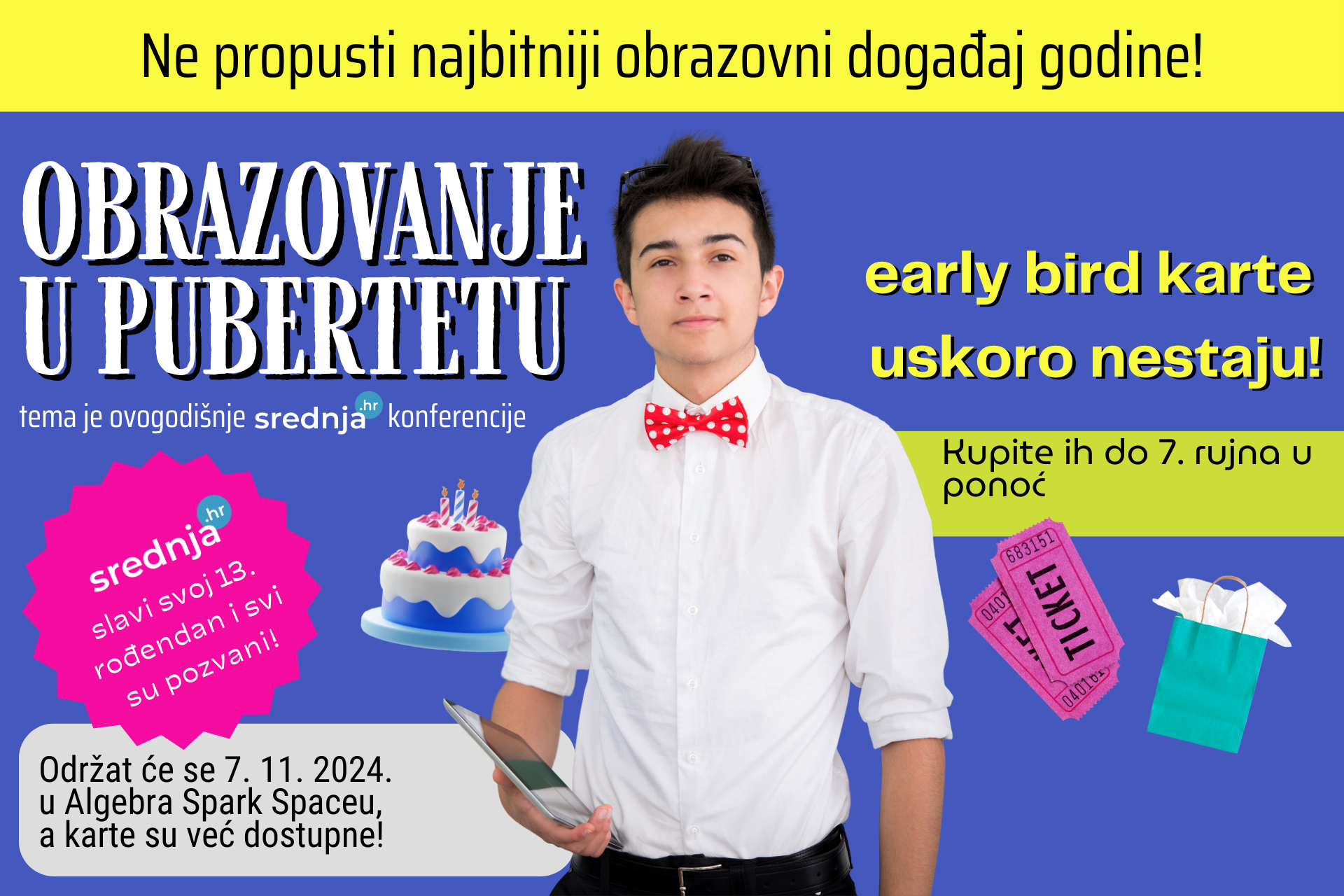 srednja.hr+ konferencija: Obrazovanje u pubertetu na rasporedu je 7.11.2024. u Algebra Spark Spaceu