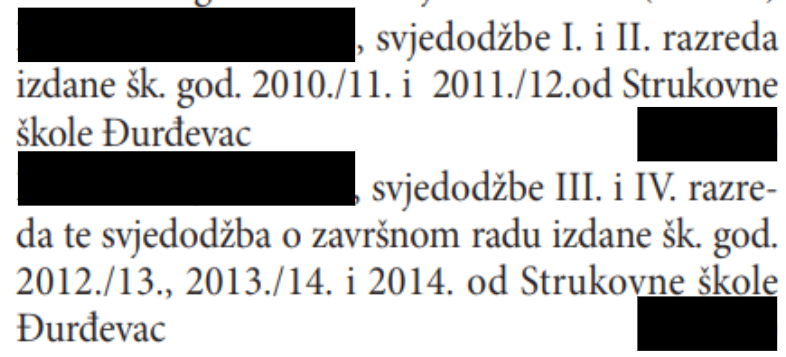 primjer oglasa gubitka svjedodžbe u narodnim novinama